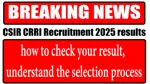 Delhi CSIR CRRI Recruitment 2025 results