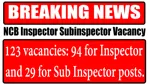 NCB Vacancy 2025 Recruitment of Inspector, Sub Inspector